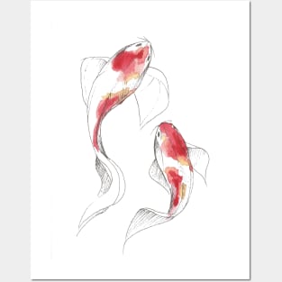 Watercolor Koi Fish Posters and Art